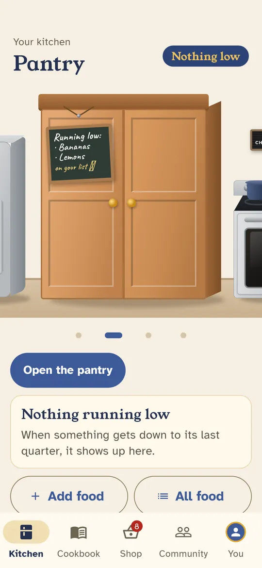 The pantry keeps an eye on what's running low.
